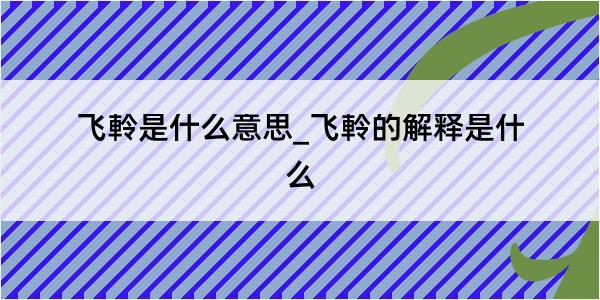 飞軨是什么意思_飞軨的解释是什么