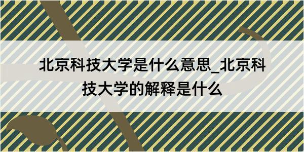 北京科技大学是什么意思_北京科技大学的解释是什么