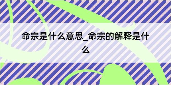 命宗是什么意思_命宗的解释是什么