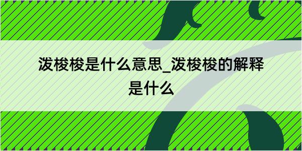 泼梭梭是什么意思_泼梭梭的解释是什么