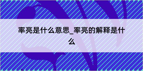 率亮是什么意思_率亮的解释是什么