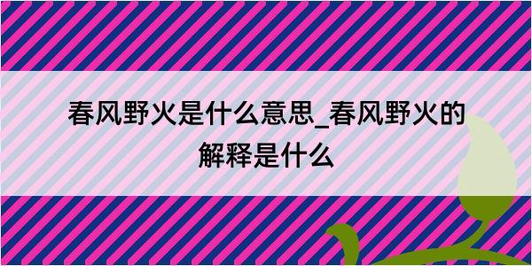 春风野火是什么意思_春风野火的解释是什么