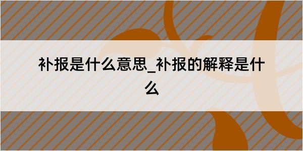 补报是什么意思_补报的解释是什么