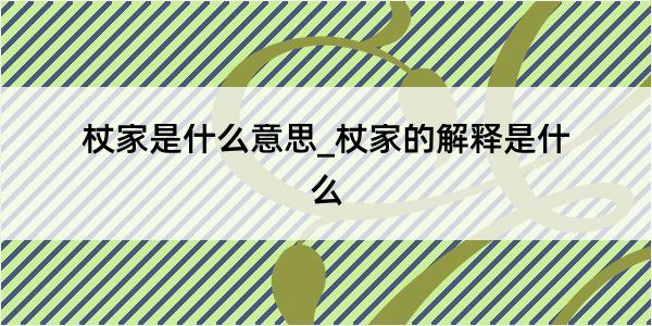 杖家是什么意思_杖家的解释是什么