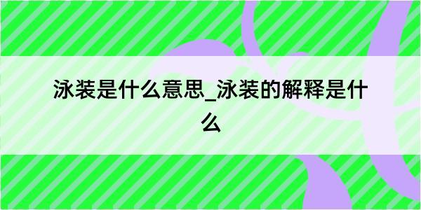 泳装是什么意思_泳装的解释是什么