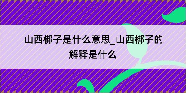 山西梆子是什么意思_山西梆子的解释是什么