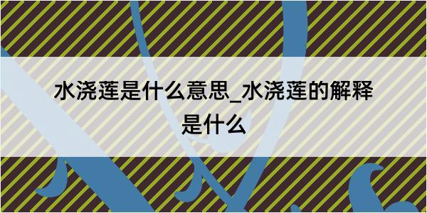 水浇莲是什么意思_水浇莲的解释是什么