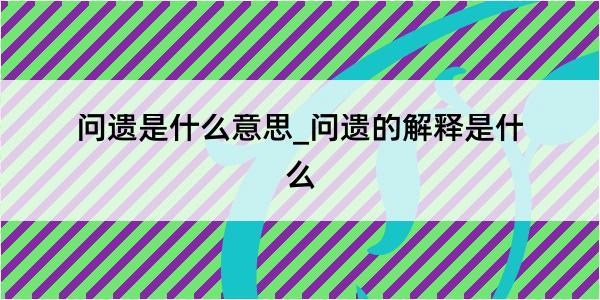 问遗是什么意思_问遗的解释是什么