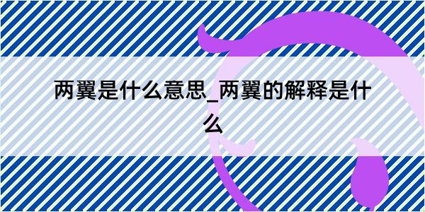 两翼是什么意思_两翼的解释是什么