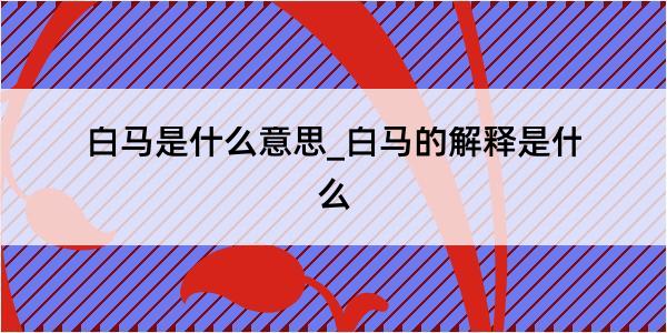 白马是什么意思_白马的解释是什么