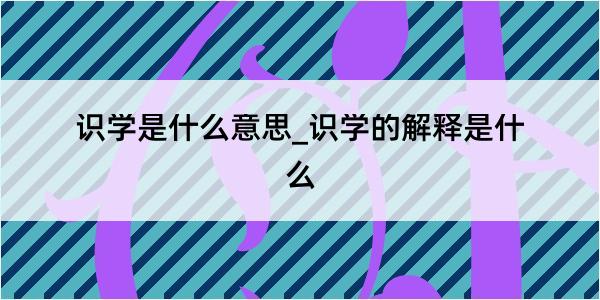 识学是什么意思_识学的解释是什么