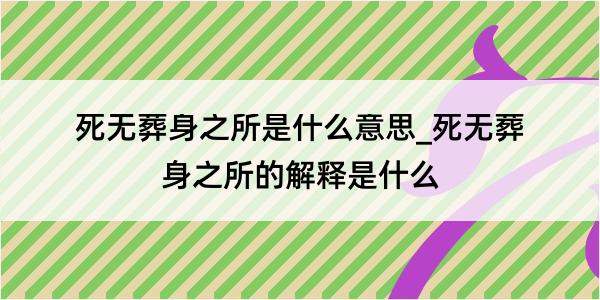 死无葬身之所是什么意思_死无葬身之所的解释是什么