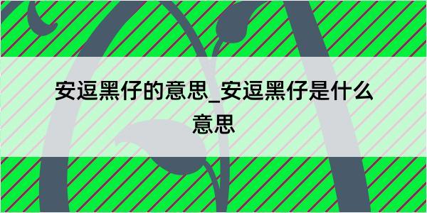 安逗黑仔的意思_安逗黑仔是什么意思