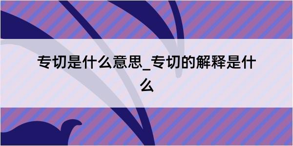 专切是什么意思_专切的解释是什么