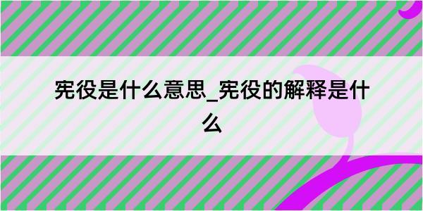 宪役是什么意思_宪役的解释是什么