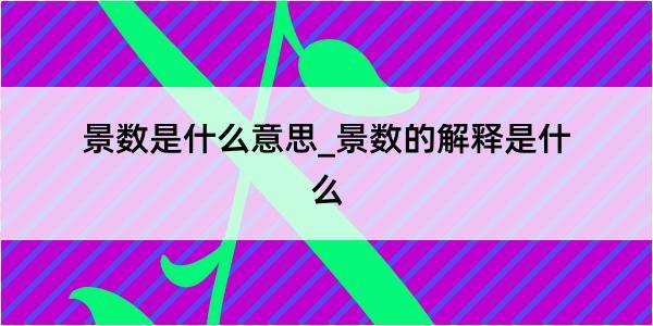 景数是什么意思_景数的解释是什么