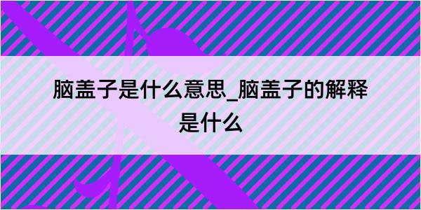 脑盖子是什么意思_脑盖子的解释是什么