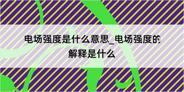 电场强度是什么意思_电场强度的解释是什么