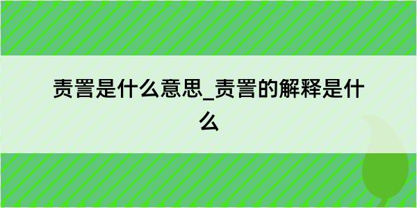 责詈是什么意思_责詈的解释是什么