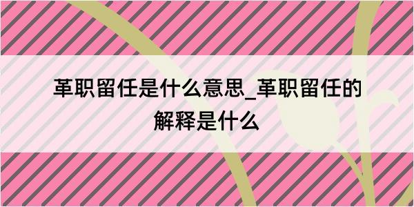 革职留任是什么意思_革职留任的解释是什么