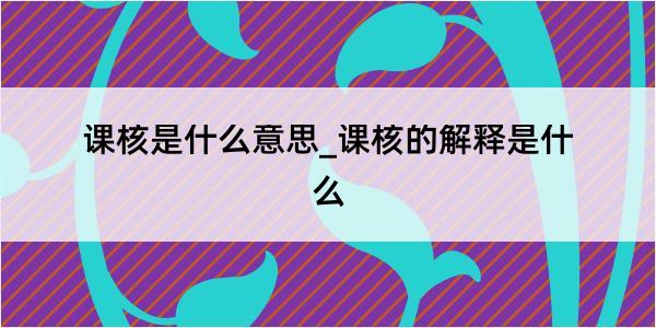 课核是什么意思_课核的解释是什么