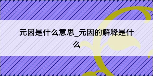 元因是什么意思_元因的解释是什么