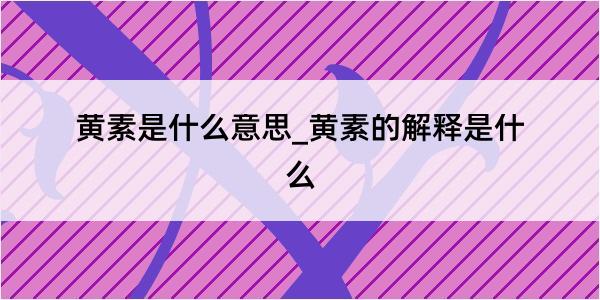 黄素是什么意思_黄素的解释是什么