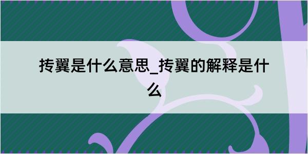 抟翼是什么意思_抟翼的解释是什么