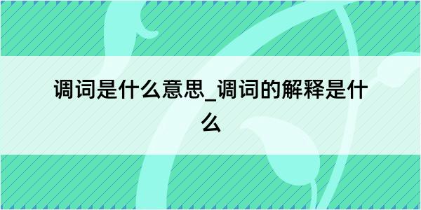 调词是什么意思_调词的解释是什么