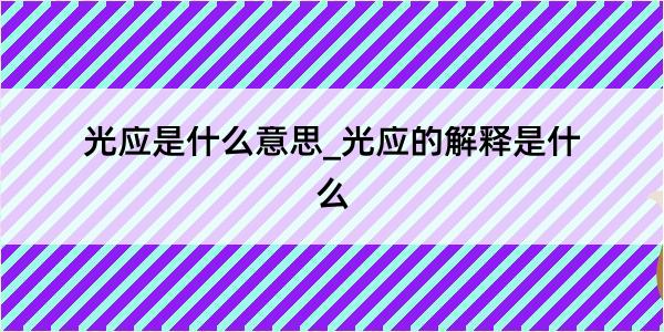 光应是什么意思_光应的解释是什么