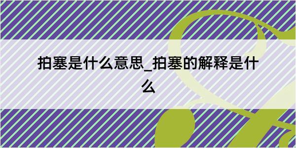 拍塞是什么意思_拍塞的解释是什么