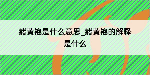 赭黄袍是什么意思_赭黄袍的解释是什么