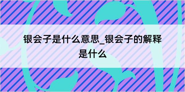 银会子是什么意思_银会子的解释是什么