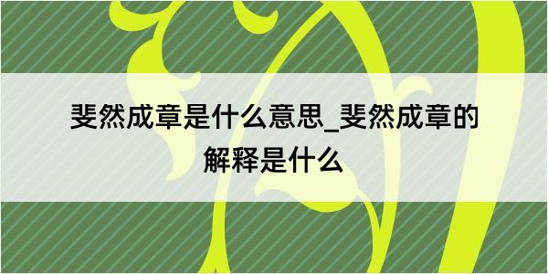 斐然成章是什么意思_斐然成章的解释是什么