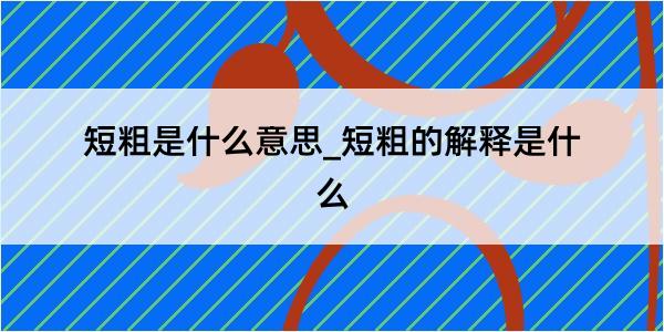 短粗是什么意思_短粗的解释是什么