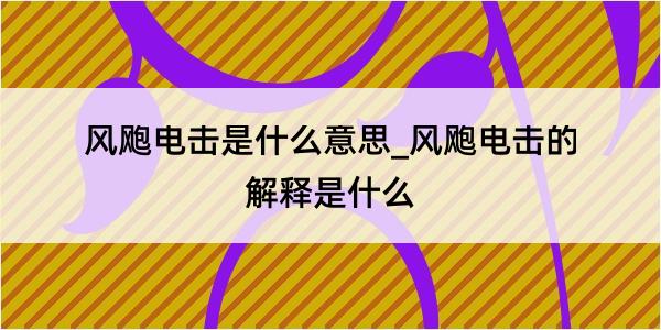 风飑电击是什么意思_风飑电击的解释是什么