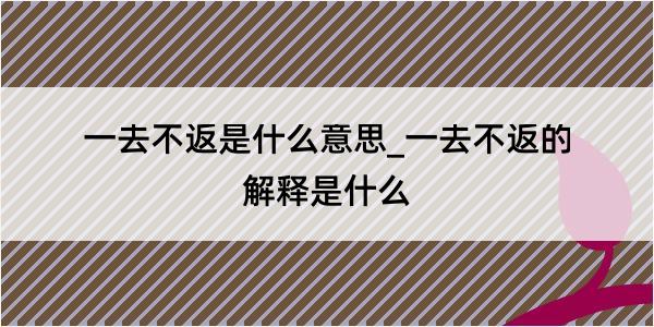 一去不返是什么意思_一去不返的解释是什么