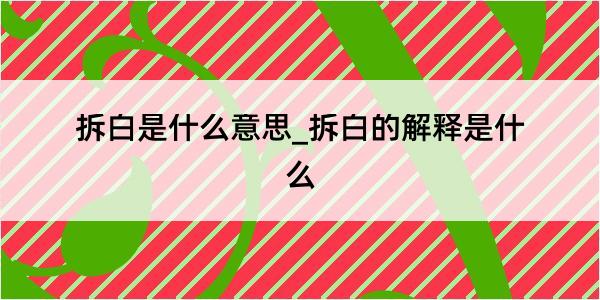 拆白是什么意思_拆白的解释是什么