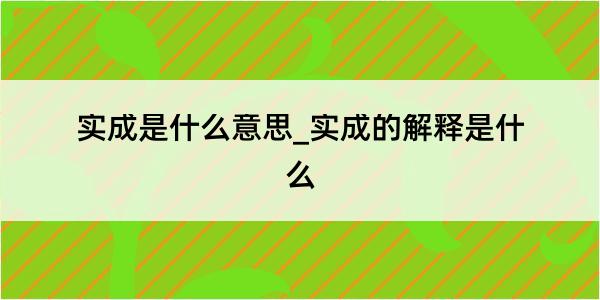 实成是什么意思_实成的解释是什么