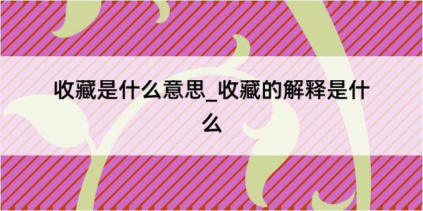 收藏是什么意思_收藏的解释是什么