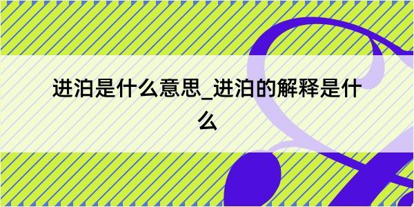 进泊是什么意思_进泊的解释是什么