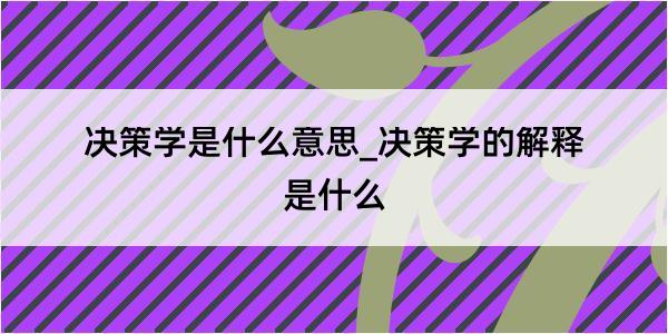 决策学是什么意思_决策学的解释是什么