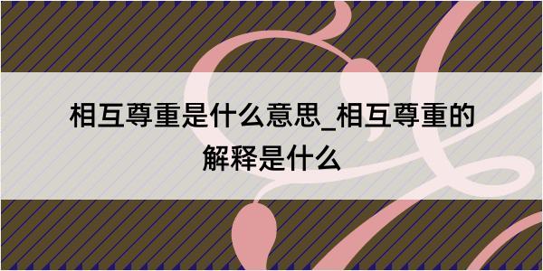 相互尊重是什么意思_相互尊重的解释是什么