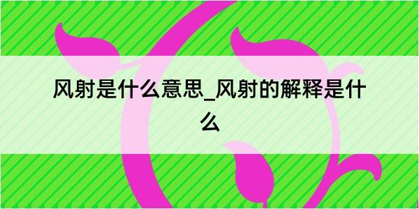 风射是什么意思_风射的解释是什么