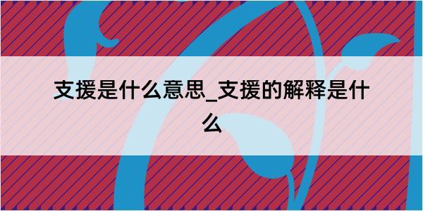 支援是什么意思_支援的解释是什么