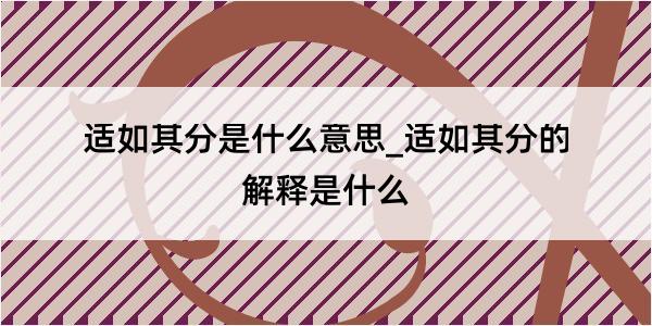 适如其分是什么意思_适如其分的解释是什么