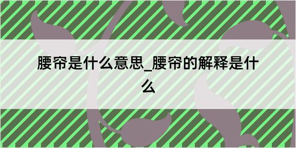 腰帘是什么意思_腰帘的解释是什么