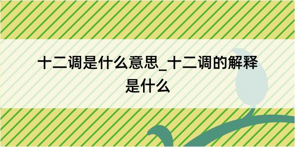 十二调是什么意思_十二调的解释是什么