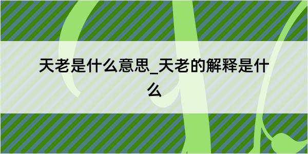 天老是什么意思_天老的解释是什么