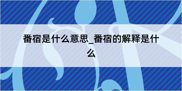 番宿是什么意思_番宿的解释是什么